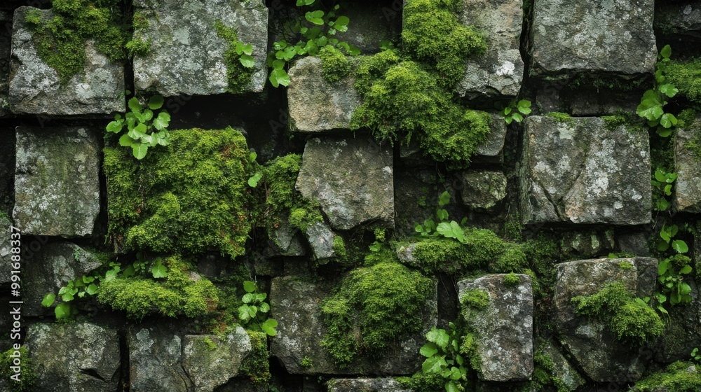 Wall green moss texture. Generative AI Wall green moss texture. Generative AI