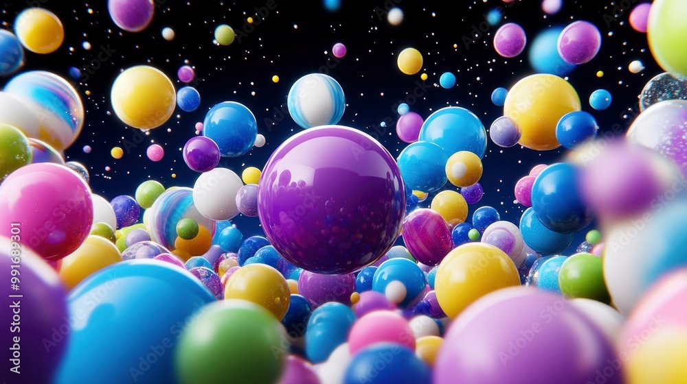 Colorful Spheres Floating in Space Colorful Spheres Floating in Space
