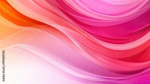 Abstract Wavy Background with Vibrant Pink, Orange, and White Colors