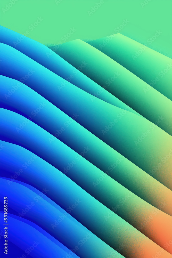 Obraz premium Abstract Gradient Waves in Blue and Green