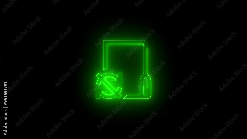 Neon unsync folder icon green glowing black background animation Neon unsync folder icon green glowing black background animation