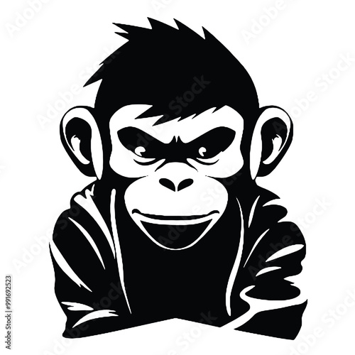 chimpanzee chimp  silhouette vector illustration  transparent background photo