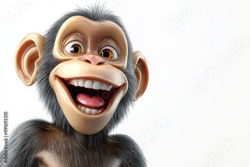 A humorous cartoon monkey character with its face blurred for anonymity. The image emphasizes the expressive nature of the character through its visible body language and detailing.