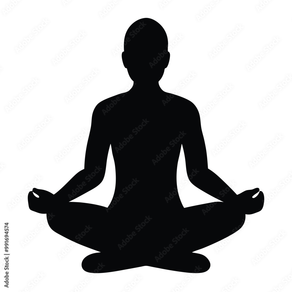 Meditation Vector Illustration in Black and White – Minimalist Design Meditation Vector Illustration in Black and White – Minimalist Design