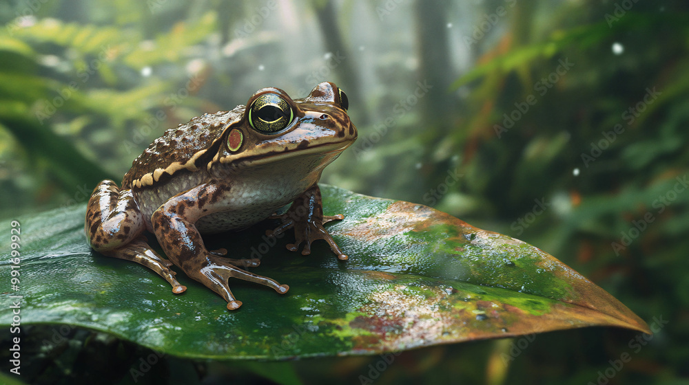 Obraz premium Frog On A Leaf In The Rainforest