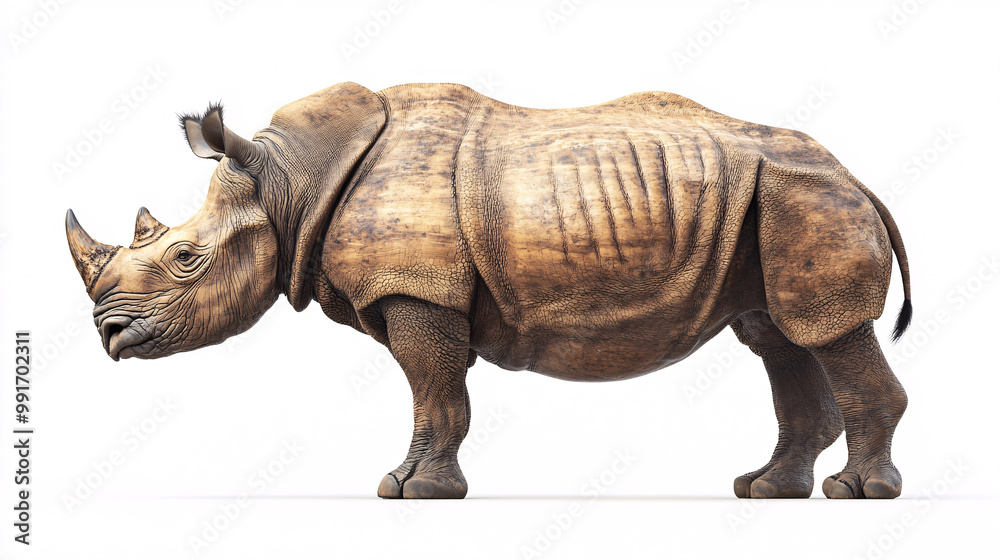 Obraz premium White Rhino Standing On White Background