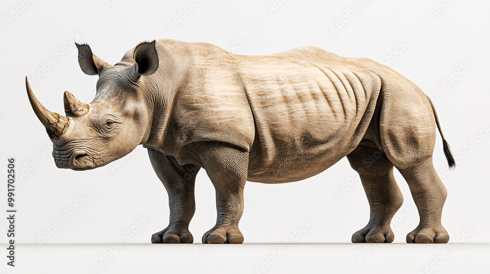 Obraz premium White Rhinoceros Isolated on White Background