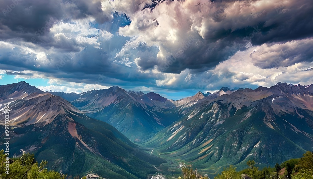 Fototapeta premium Stunning Mountain Landscapes with Dramatic Skies