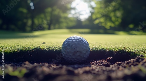 A Golf Ball Nestled in the Rough on a Sunny Day photo