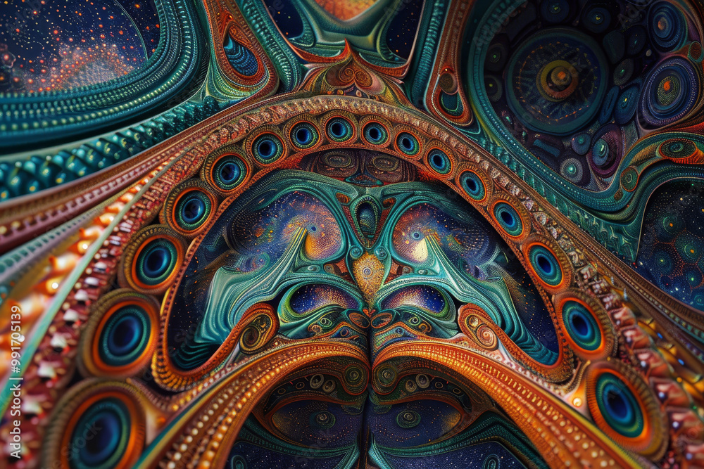 custom made wallpaper toronto digitalA colorful abstract painting of a tree with many eyes