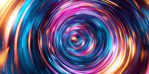 Vibrant Abstract Swirling Vortex with Neon Colors and Motion Blur