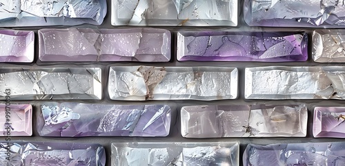 Stylish Crystal Brick Wall in Dual Colors of Lavender and Gray, Perfect for Contemporary Interiors photo