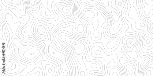 White paper wave carve relief topographic contours map background. line topo seamless topographic geography map grid abstract sublet pattern.