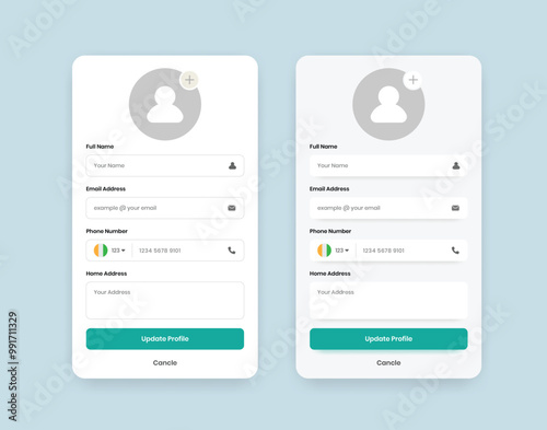 User information or profile update form ui design with two variations