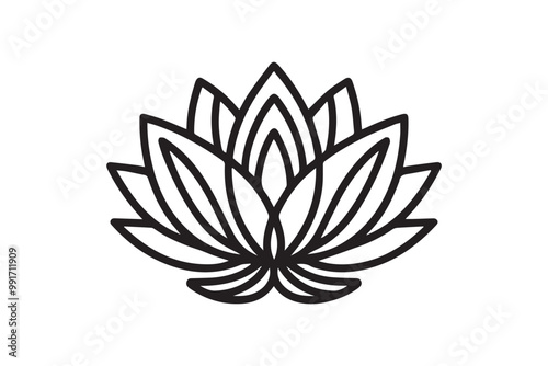 linear lotus clip art vector elements silhouette isolated in white background