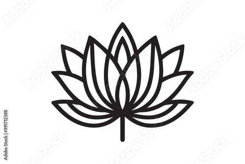 linear lotus clip art vector elements silhouette isolated in white background