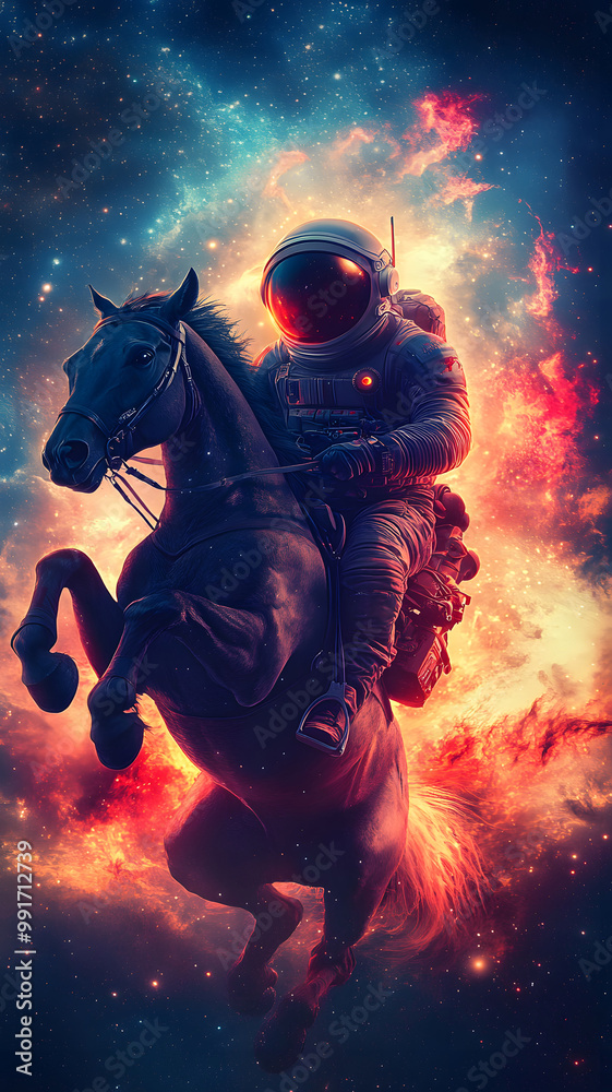 A Astronaut riding a tall steed, galloping out of the galaxy. The astronaut is wearing a spacesuit, and the steed is very tall and strong. A Astronaut riding a tall steed, galloping out of the galaxy. The astronaut is wearing a spacesuit, and the steed is very tall and strong.