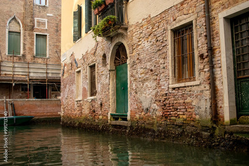 medieval structures on venice canals italy