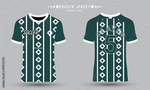 green t-shirt white pattern design.