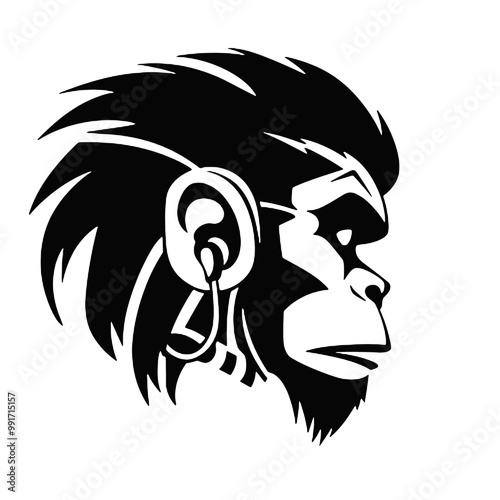 chimpanzee chimp  silhouette vector illustration  transparent background photo