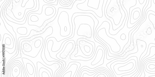 White paper wave carve relief topographic contours map background. line topo seamless topographic geography map grid abstract sublet pattern.