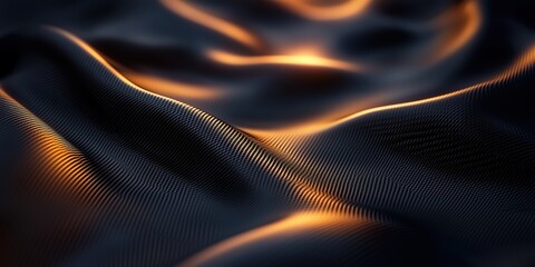Carbon fiber texture on a dark background with soft lighting and shadows, abstract modern design for tech or industrial use.