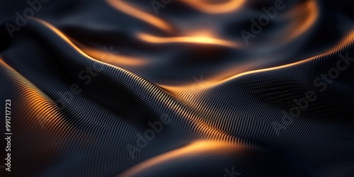 Carbon fiber texture on a dark background with soft lighting and shadows, abstract modern design for tech or industrial use. photo