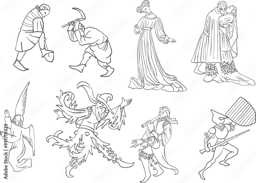 Simple Medieval Outline Ink Sketch Simple Medieval Outline Ink Sketch