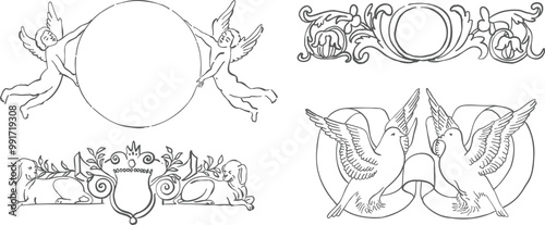 Simple Medieval Outline Ink Sketch