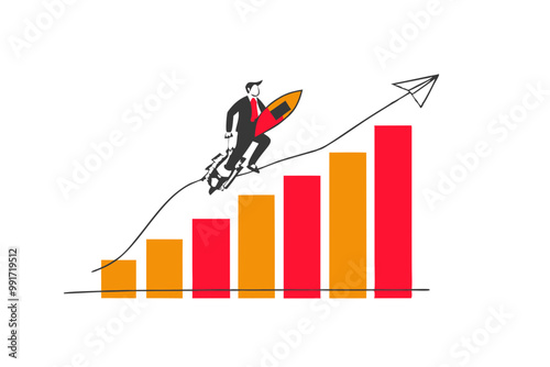concept of teamwork in generating ideas, Two business people climbing the stairs to the light bulb. Generate unique business ideas and approaches. flat vector illustration on white background.