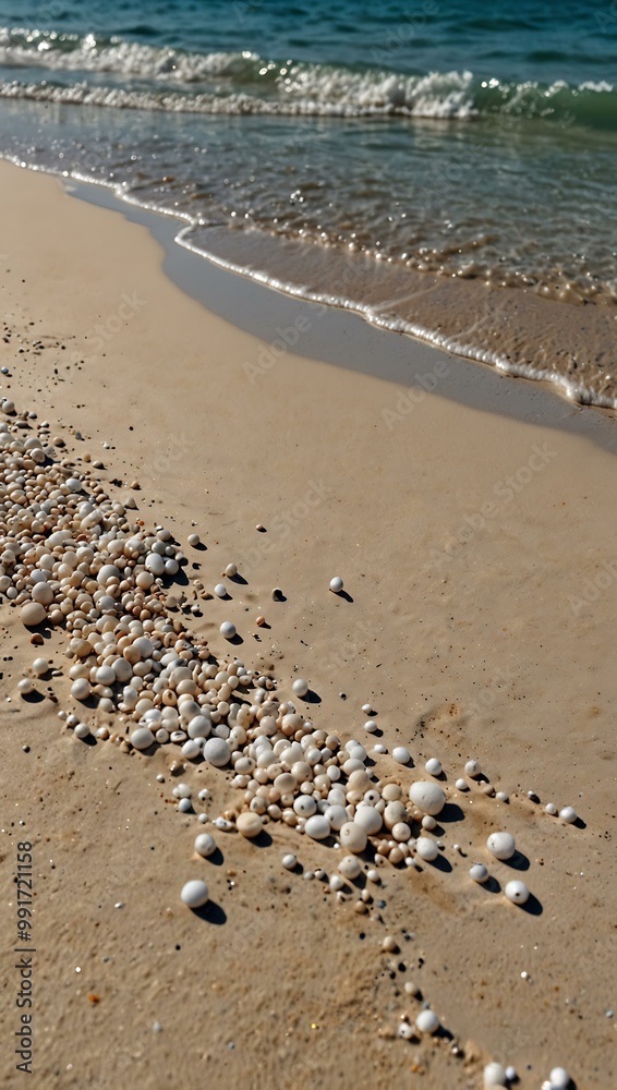 Island with white sand and pearls scattered on the beach. Island with white sand and pearls scattered on the beach.