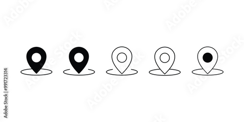Gps map pin icon set, pin location icon vector illustration
