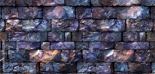 Crystal Brick Wall Flat Lay Texture in Dual Tones, Contemporary Artwork photo