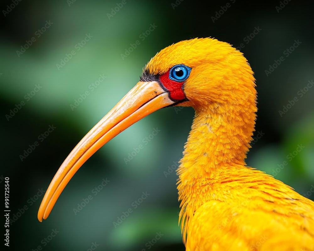 Fototapeta premium Vibrant Yellow Bird Close-Up Majestic Avian Beauty in Nature's Embrace