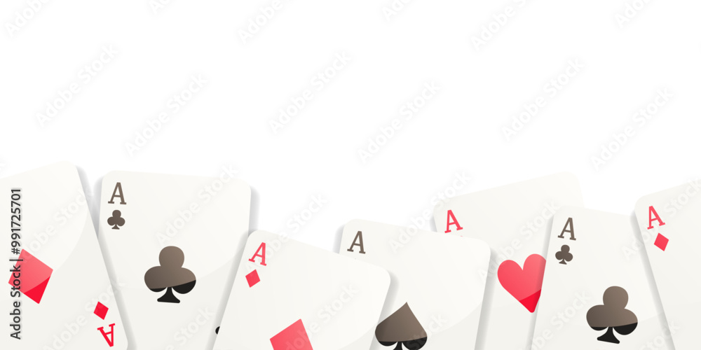 Seamless card border. Frame of aces. Vector clipart isolated on white background. Seamless card border. Frame of aces. Vector clipart isolated on white background.