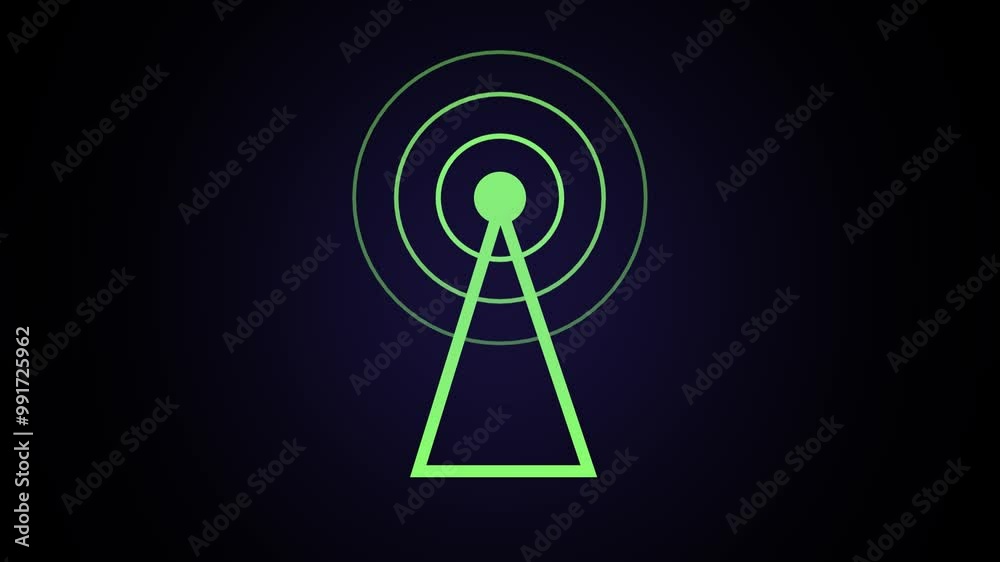 glowing radio wave animation on black background. Networking concept and digital connection moving dots and lines. glowing radio wave animation on black background. Networking concept and digital connection moving dots and lines.