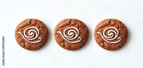 Delicious Chocolate Chip Cookies Trio on White - Warm, Inviting Bakery Treats for Food Blogs and Packaging