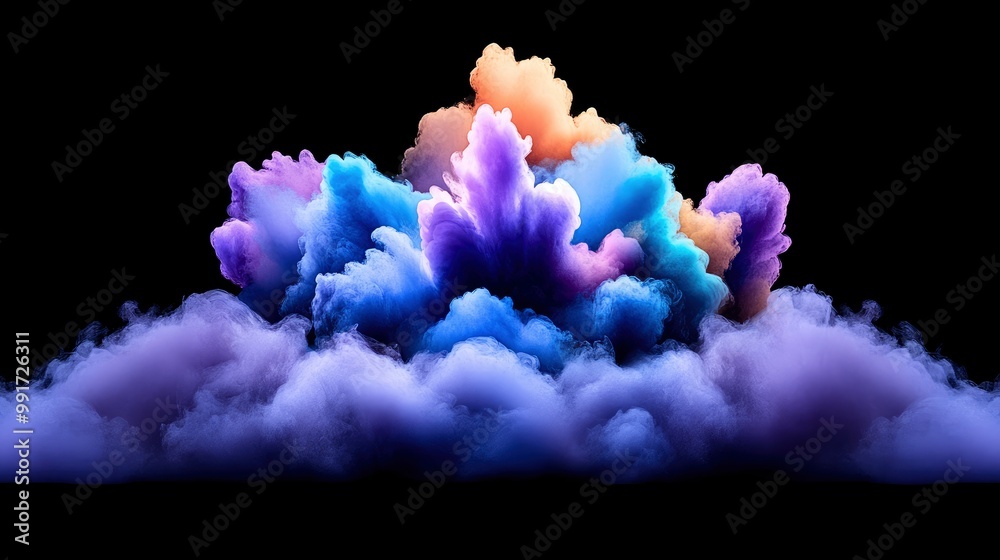 Fototapeta premium Abstract Colorful Smoke Explosion on Black Background
