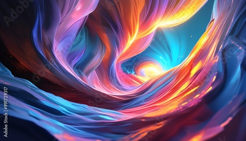 Ethereal dreamscape illuminated by swirling colors and flowing light