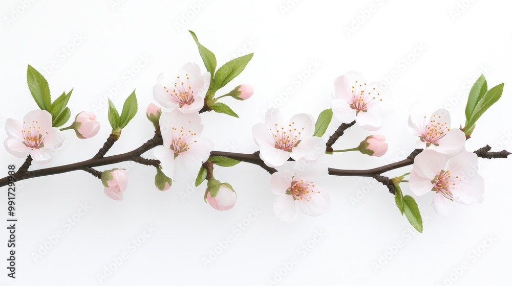 Naklejka premium Delicate Branch of White Blossoms