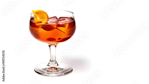 Manhattan cocktail isolated on white background