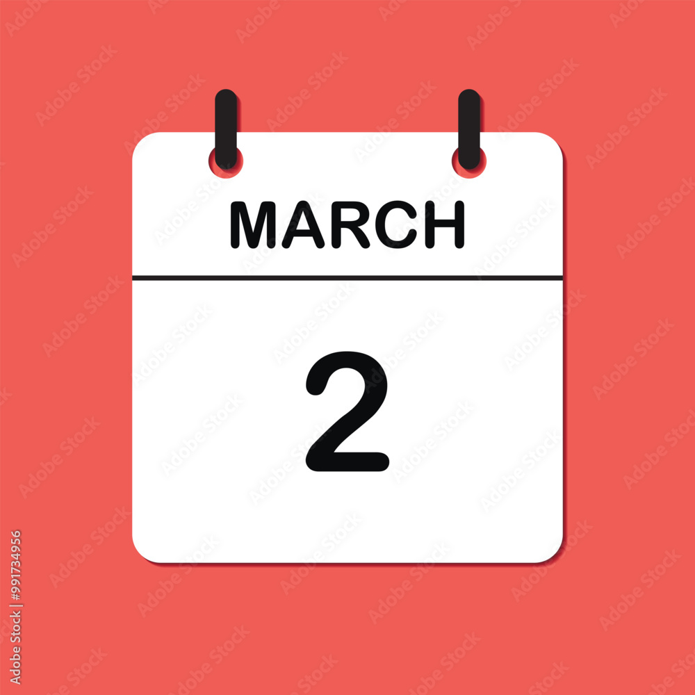 March 2. Daily Calendar icon for design. Simple design for business brochure, flyer, print media, advertisement. Easily editable