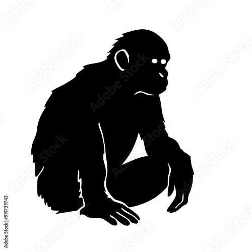 chimpanzee chimp  silhouette vector illustration  transparent background photo