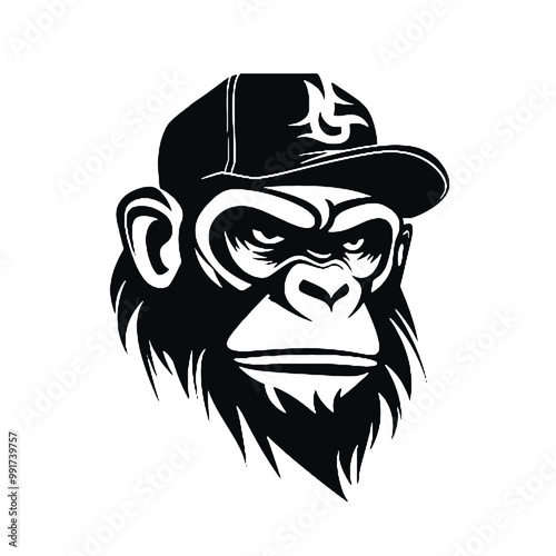 chimpanzee chimp  silhouette vector illustration  transparent background photo