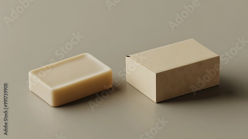 A bar of soap and its packaging,  a simple product design.