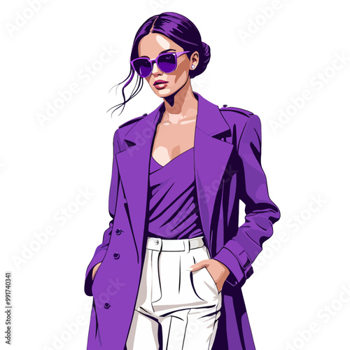 Fashion model in trendy outfit, stylish woman, glamourous chic style