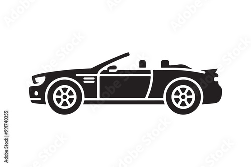 Convertible Silhouette Vector Illustration – Classic Car Design