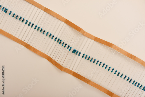 Obraz na plátně Electronic components. Film resistors on a white background.