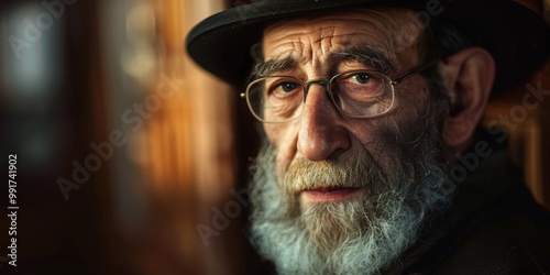 Adult male in a religious setting, focusing on Jewish traditions and beliefs related to Hanukkah, Passover, and Yom Kippur photo