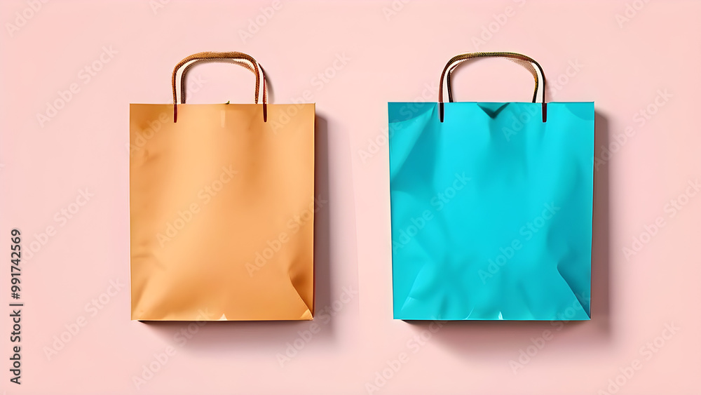 Set of paper shopping bag, PNG file of isolated cut-out object on transparent background, mockup template for the design, Shopping sale delivery concept Set of paper shopping bag, PNG file of isolated cut-out object on transparent background, mockup template for the design, Shopping sale delivery concept